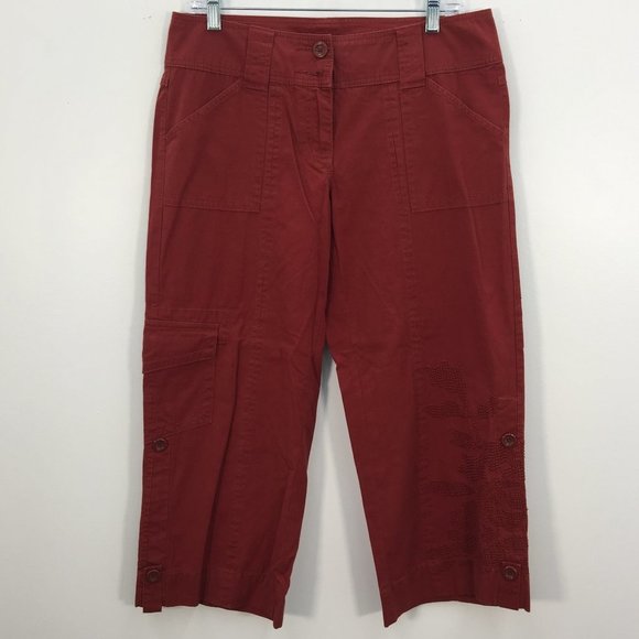 Cabi Clay Red Cropped Wide Leg Utility Pants - Picture 1 of 6